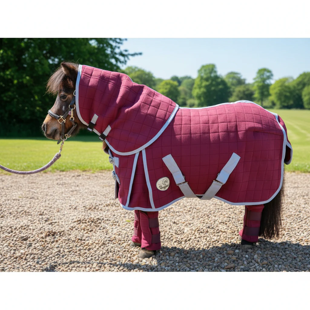 Shetland-Miniature-Donkey Triple Layer Wicking Leg Wrap Set - Burgundy - Image 6