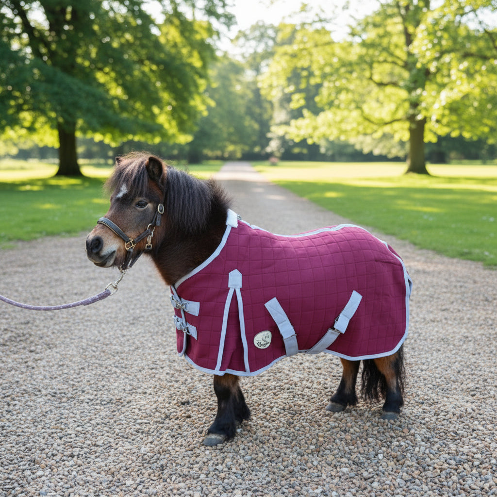 Shetland-Miniature-Donkey Triple Layer Wicking Rug - Burgundy - Image 3